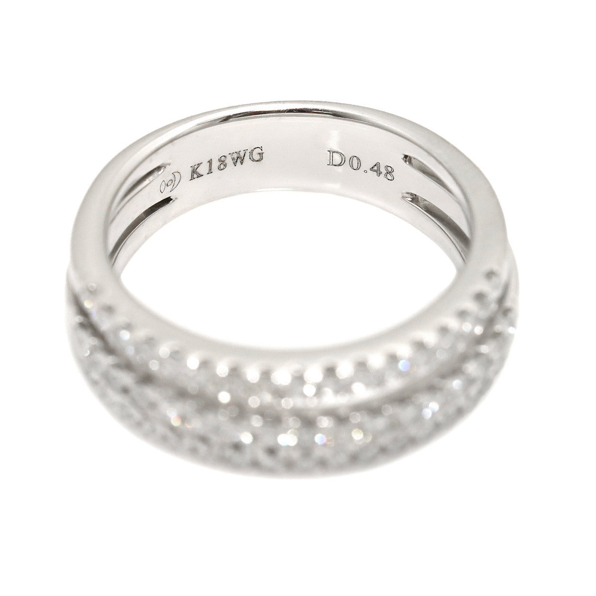 Diamond 0.48ct Ring 18K White Gold 750 Size5.25(US)