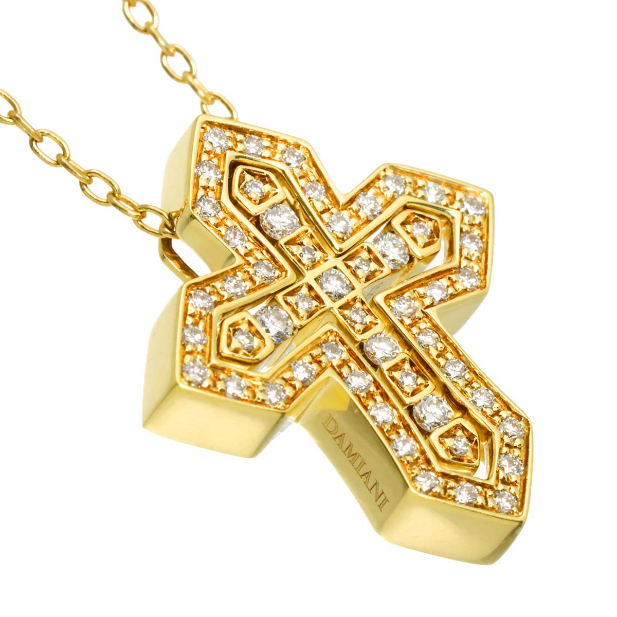 Belle Epoque Crown S Diamond Cross Necklace 18K YG 750