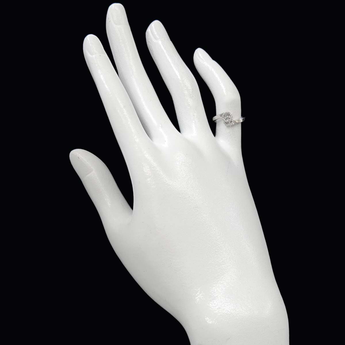 GG Logo Ring Diamond 18K K18 WG 750 size7 4(US)