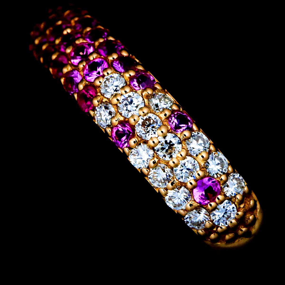 Sapphire 0.28ct Diamond 0.16ct Ring 18K PG 750 5.25(US)