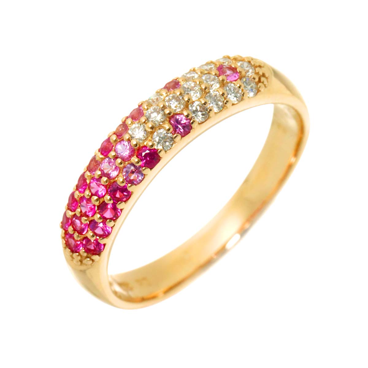 Sapphire 0.28ct Diamond 0.16ct Ring 18K PG 750 5.25(US)
