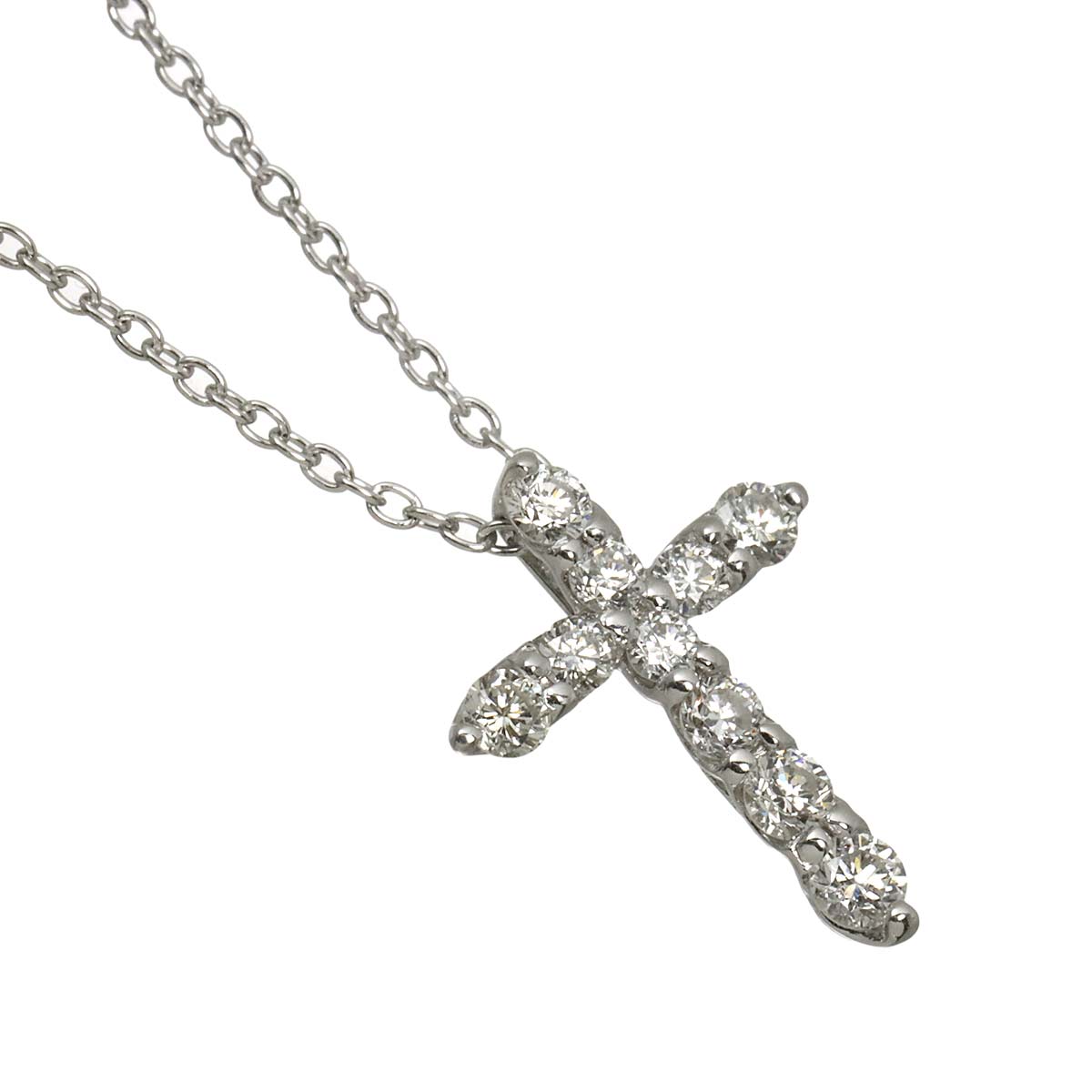 Cross Motif Diamond 0.30ct Necklace 18K White Gold 750