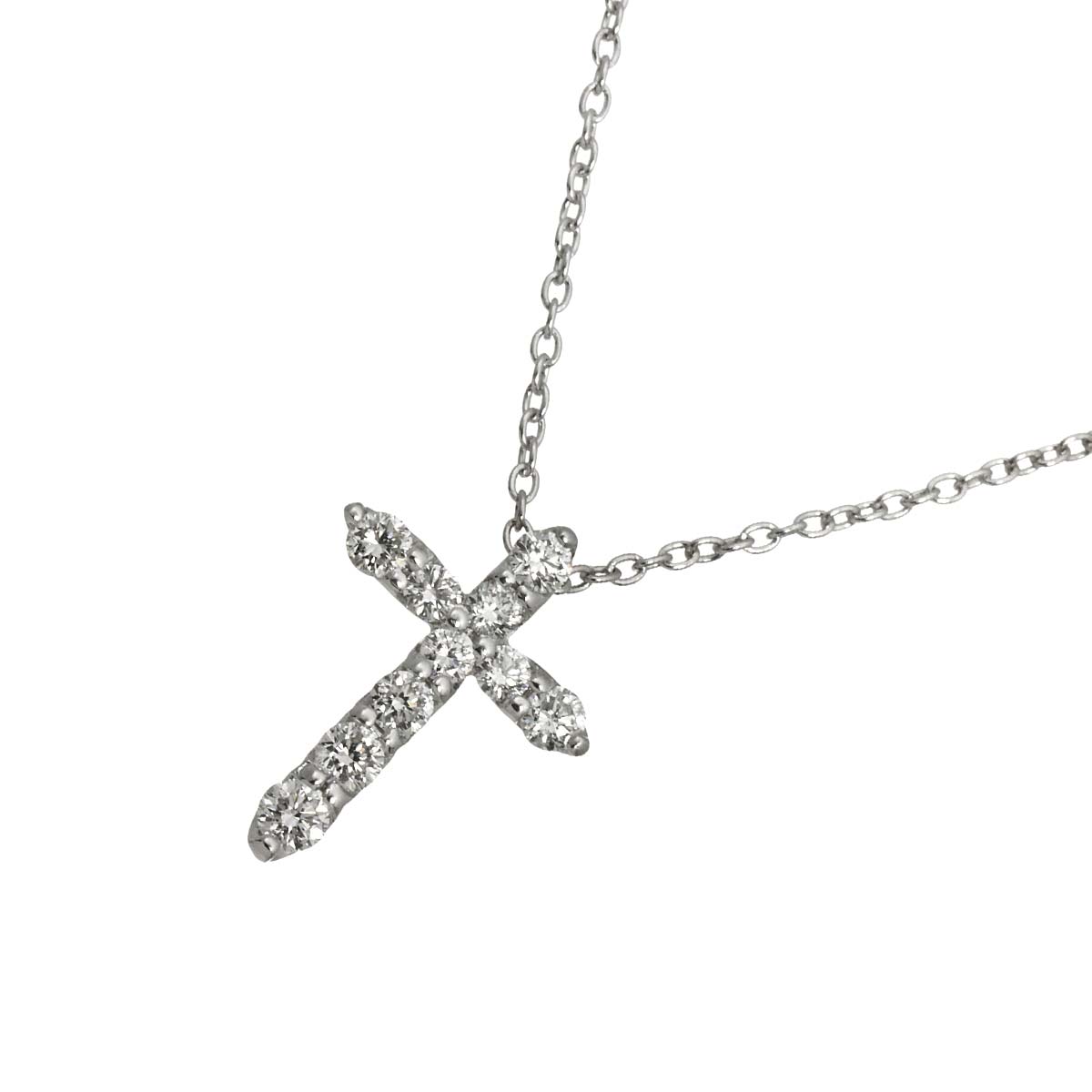 Cross Motif Diamond 0.30ct Necklace 18K White Gold 750