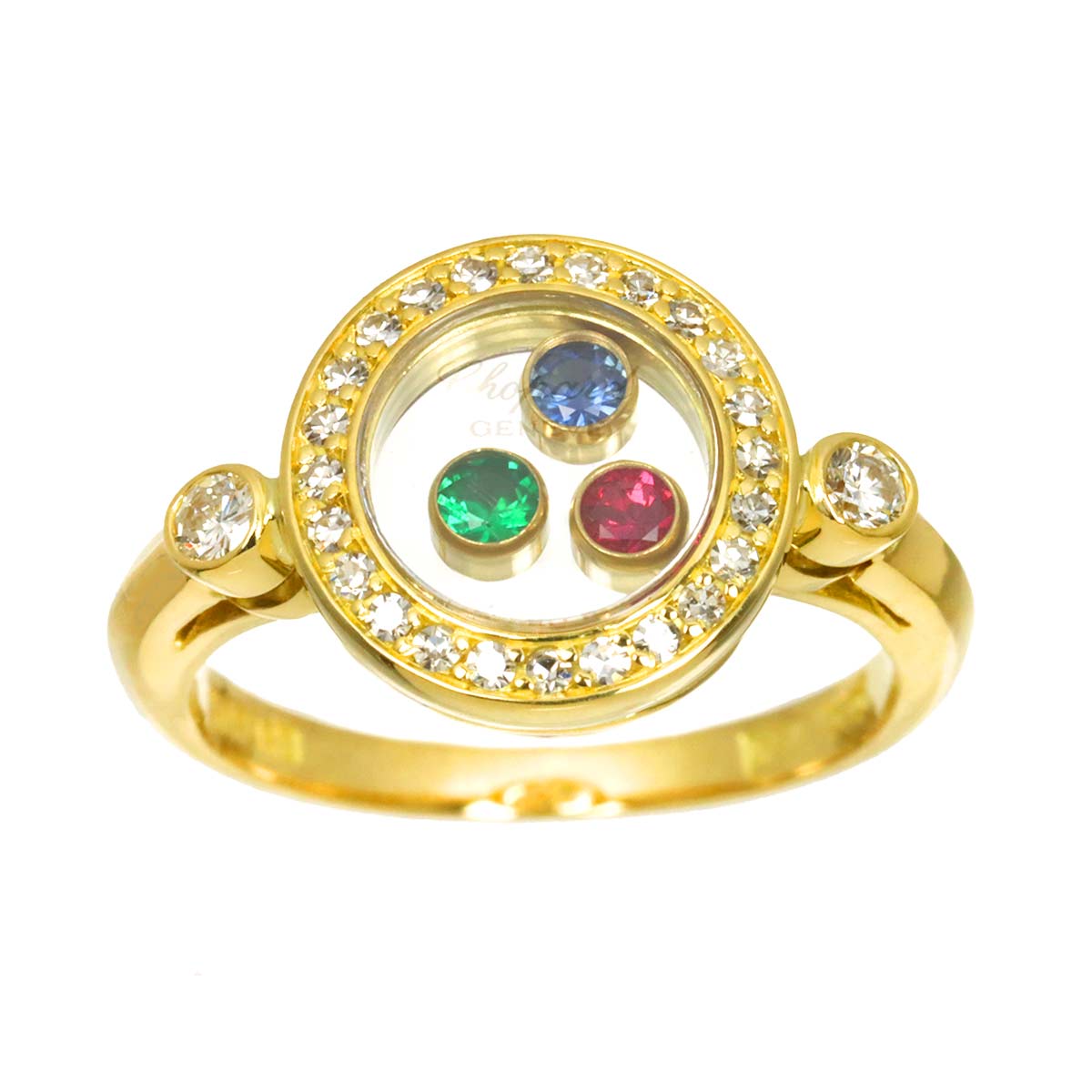 Happy Diamond MultiStone Ring 18K YG 750 Size4.75-5(US)