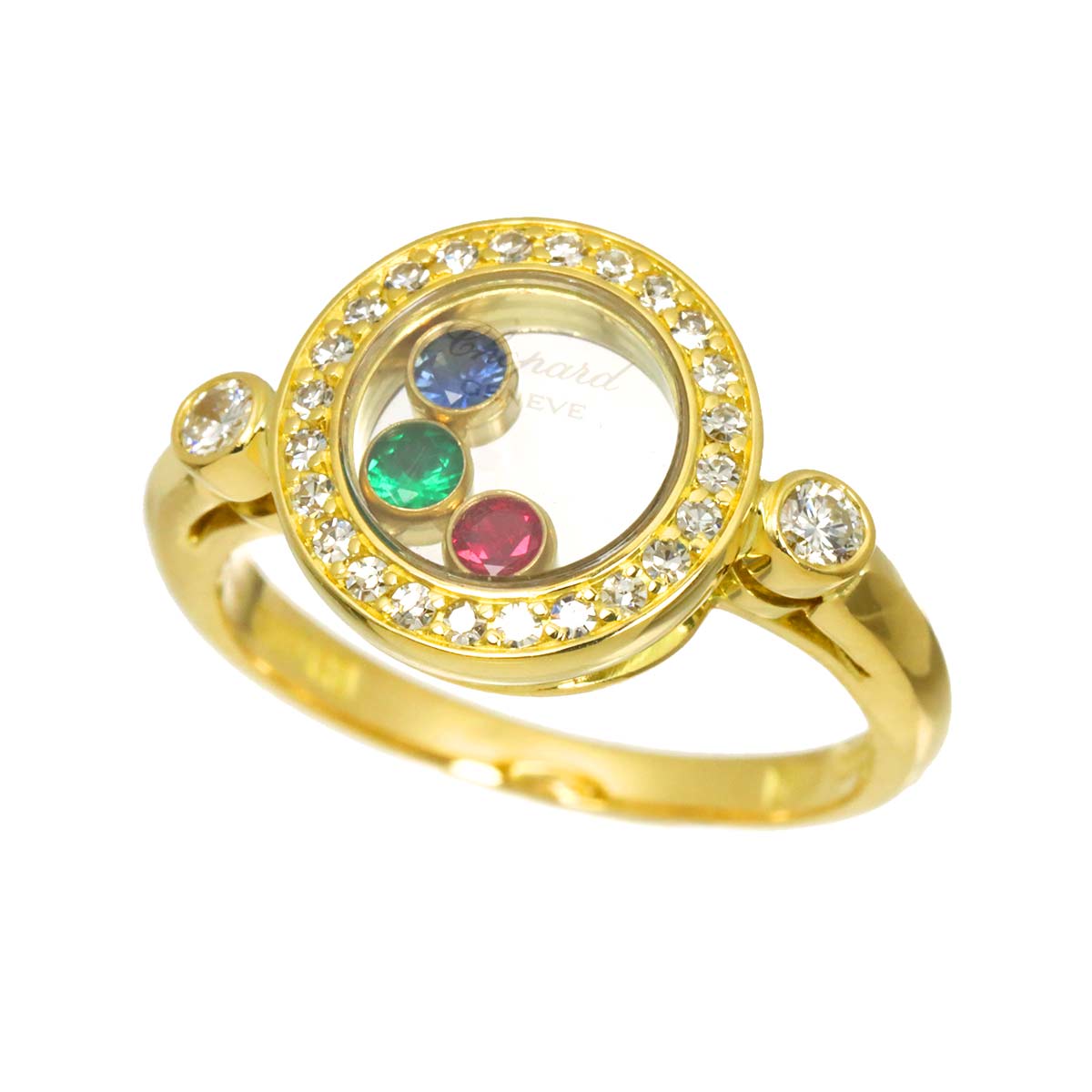 Happy Diamond MultiStone Ring 18K YG 750 Size4.75-5(US)