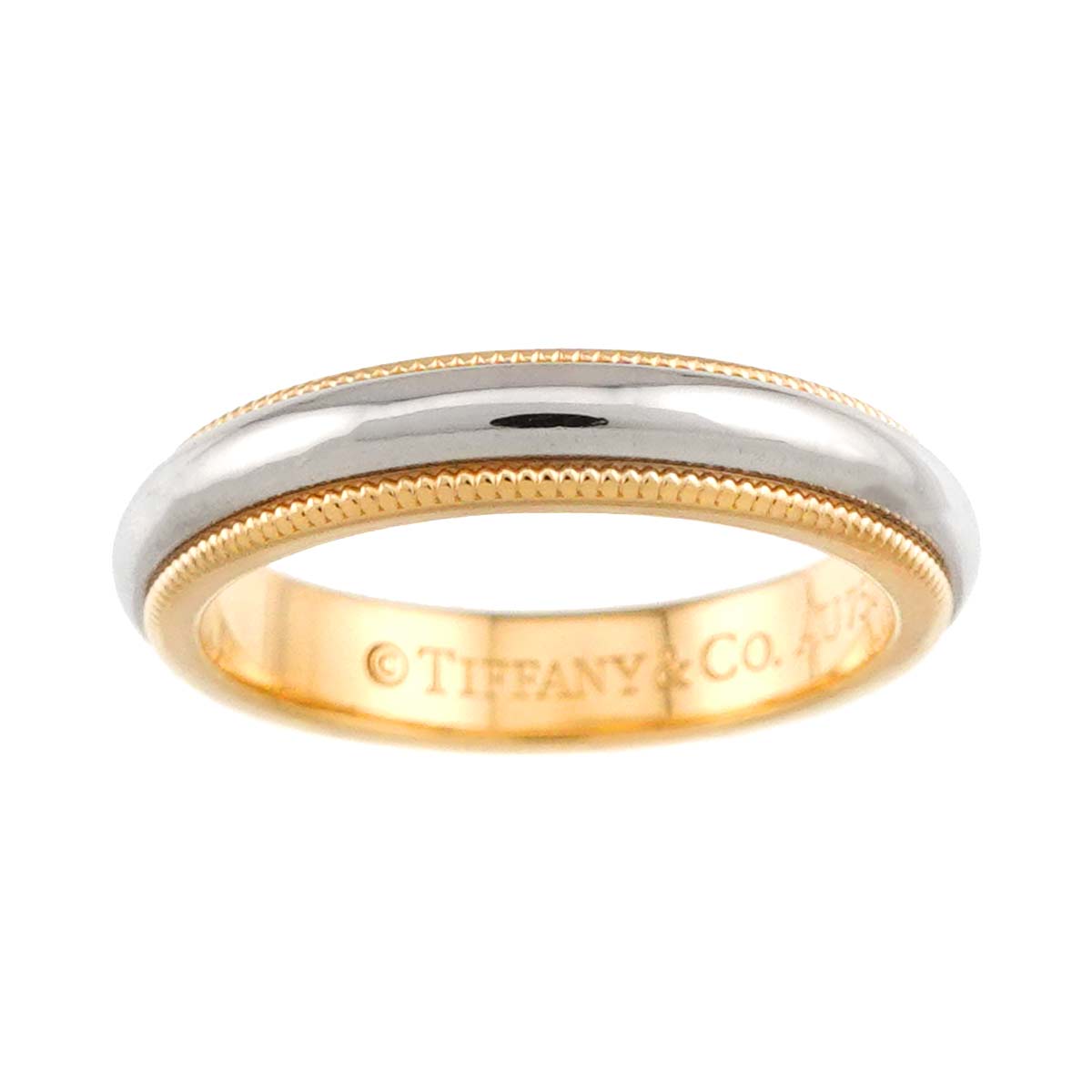 Milgrain Band Ring 18K 750 YG Platinum Size3.75-4(US)
