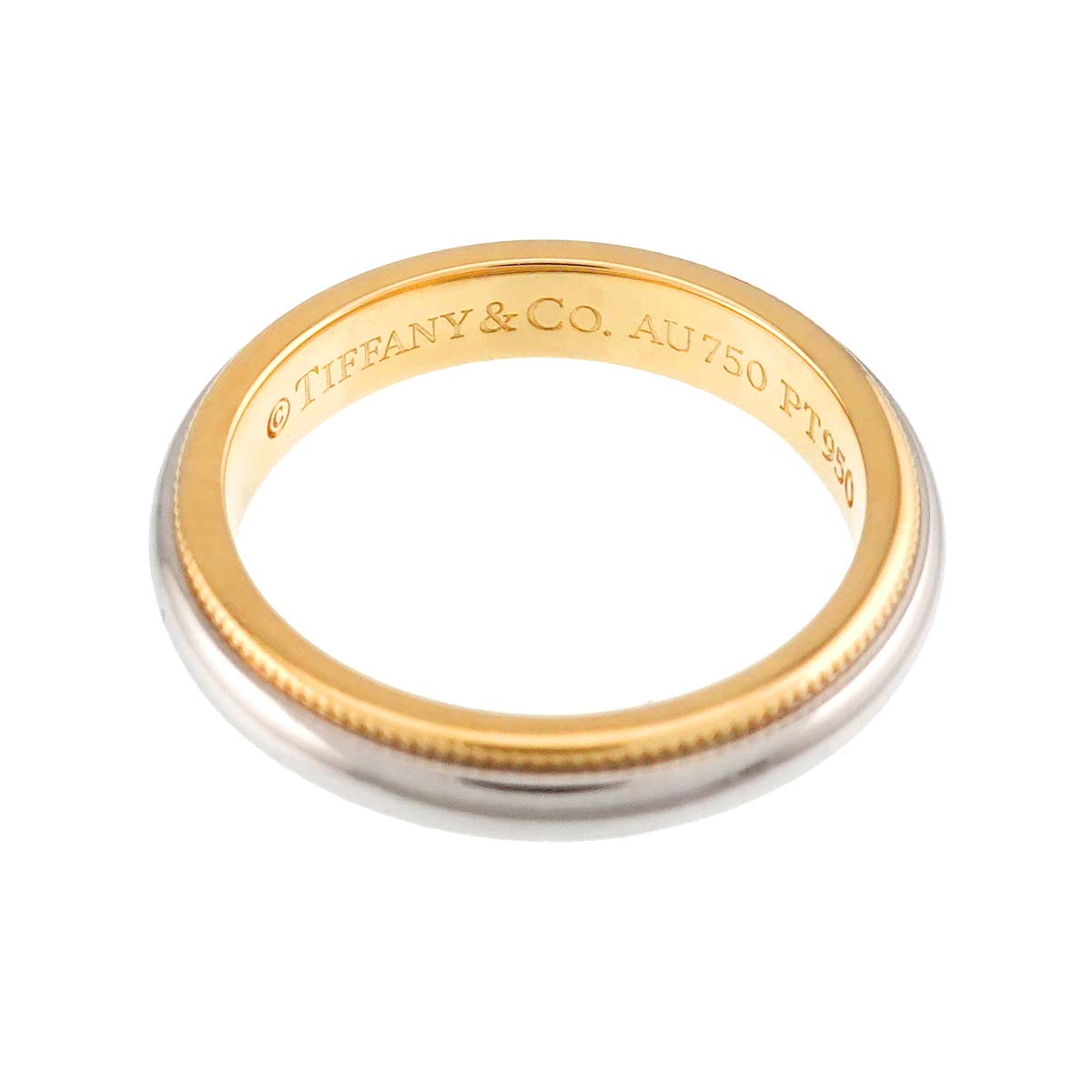 Milgrain Band Ring 18K 750 YG Platinum Size3.75-4(US)