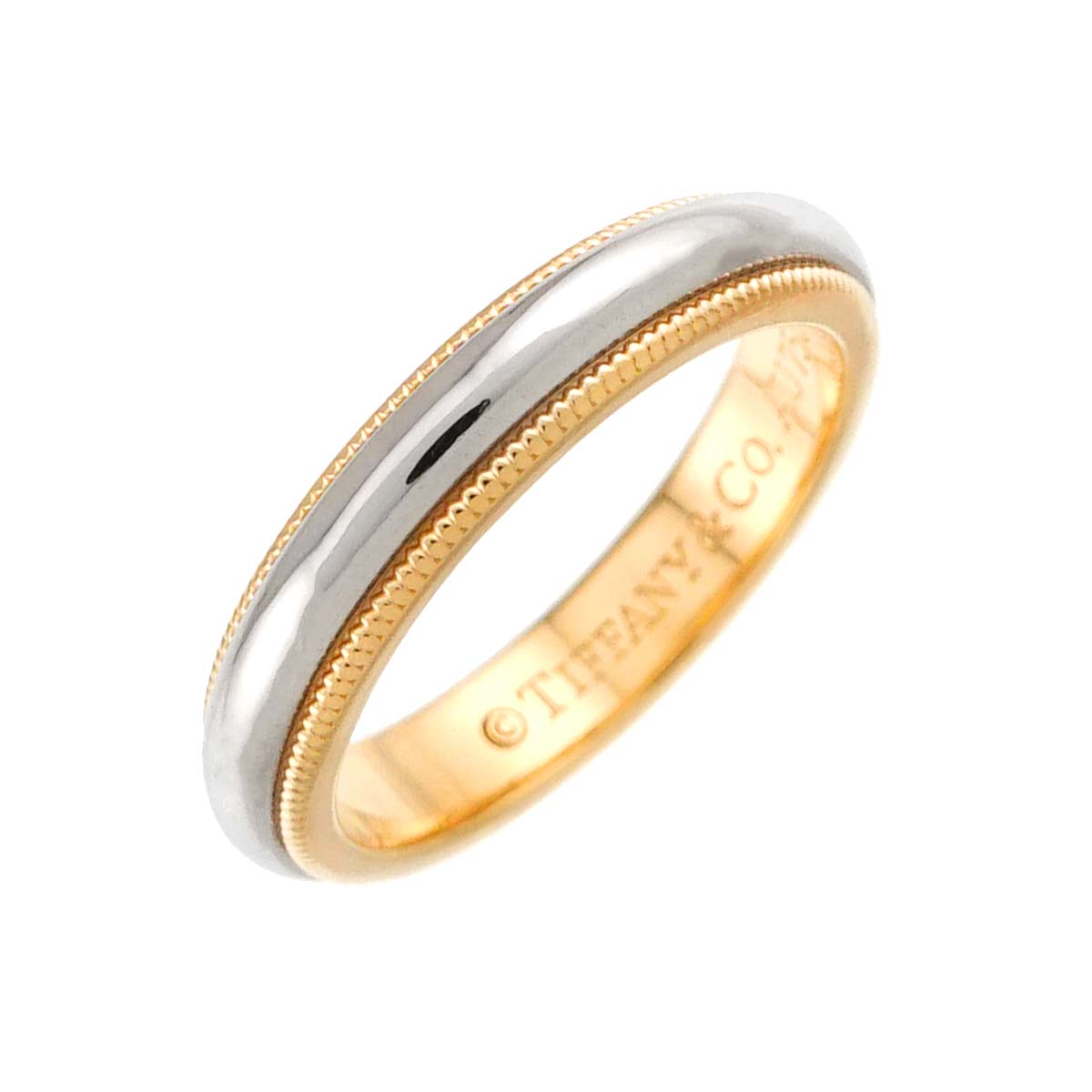 Milgrain Band Ring 18K 750 YG Platinum Size3.75-4(US)