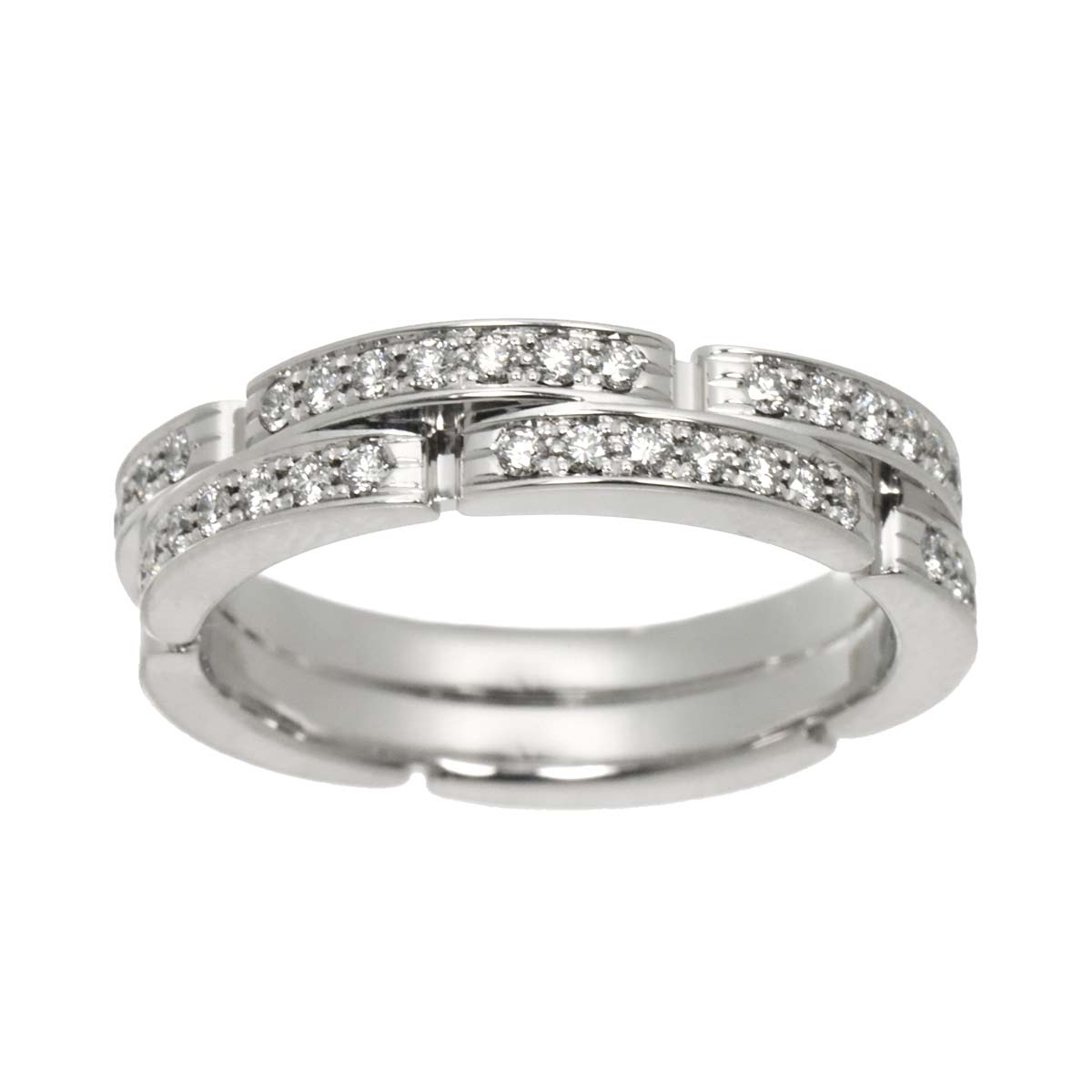 Maillon Panthere Diamond Ring 18K WG 750 Size50 5.25(US)
