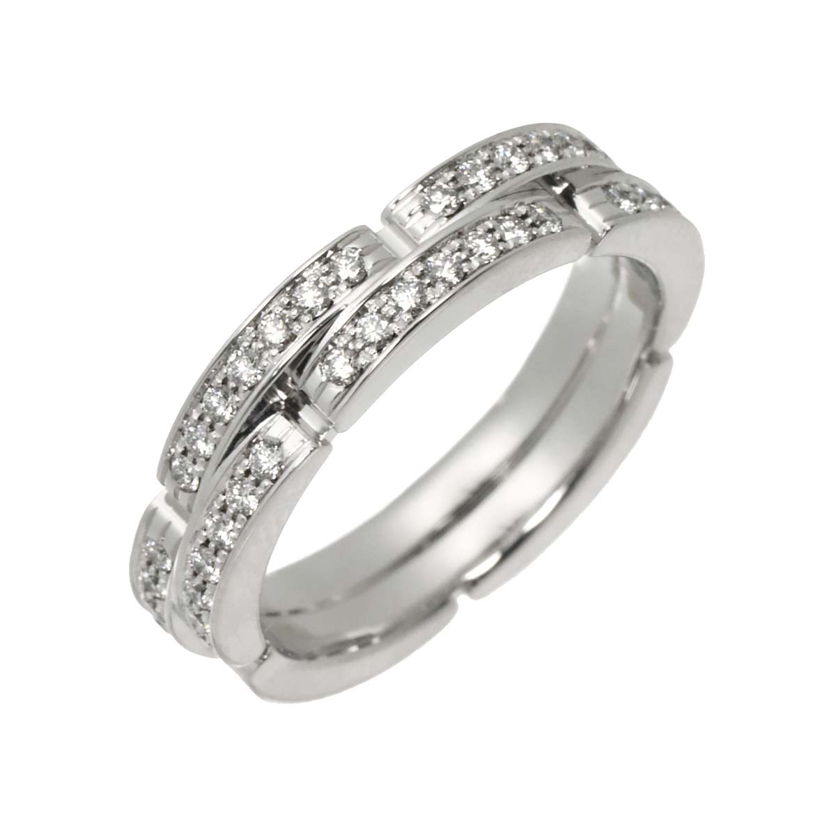 Maillon Panthere Diamond Ring 18K WG 750 Size50 5.25(US)