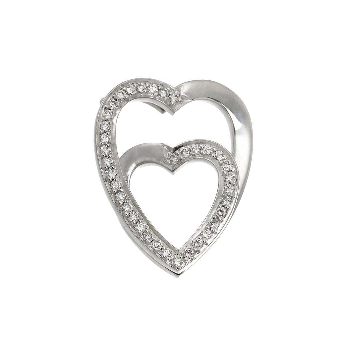 Heart Diamond Pendant Top Charm 18K White Gold 750