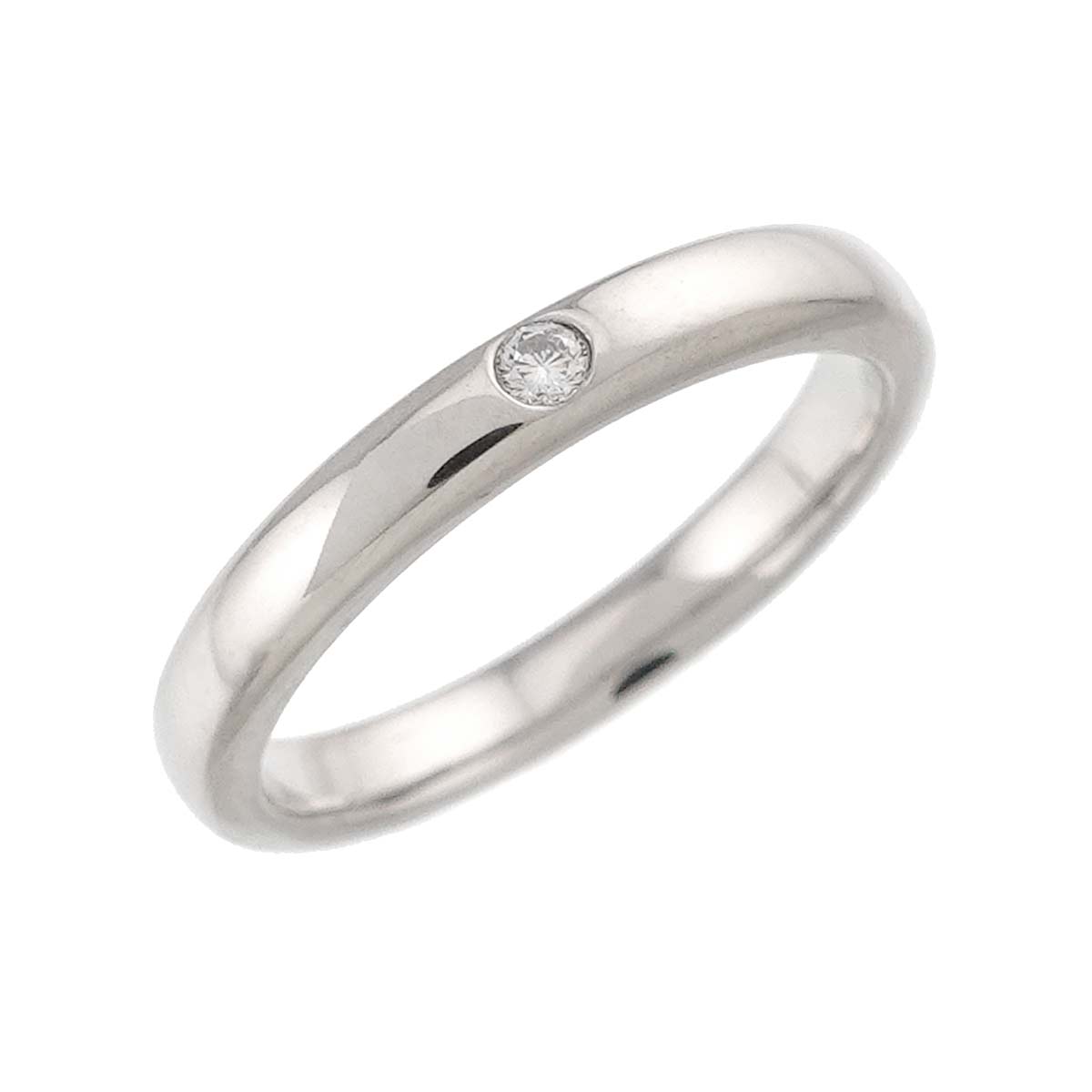 Stacking Band Ring Diamond 1P Platinum Size:3.75(US)