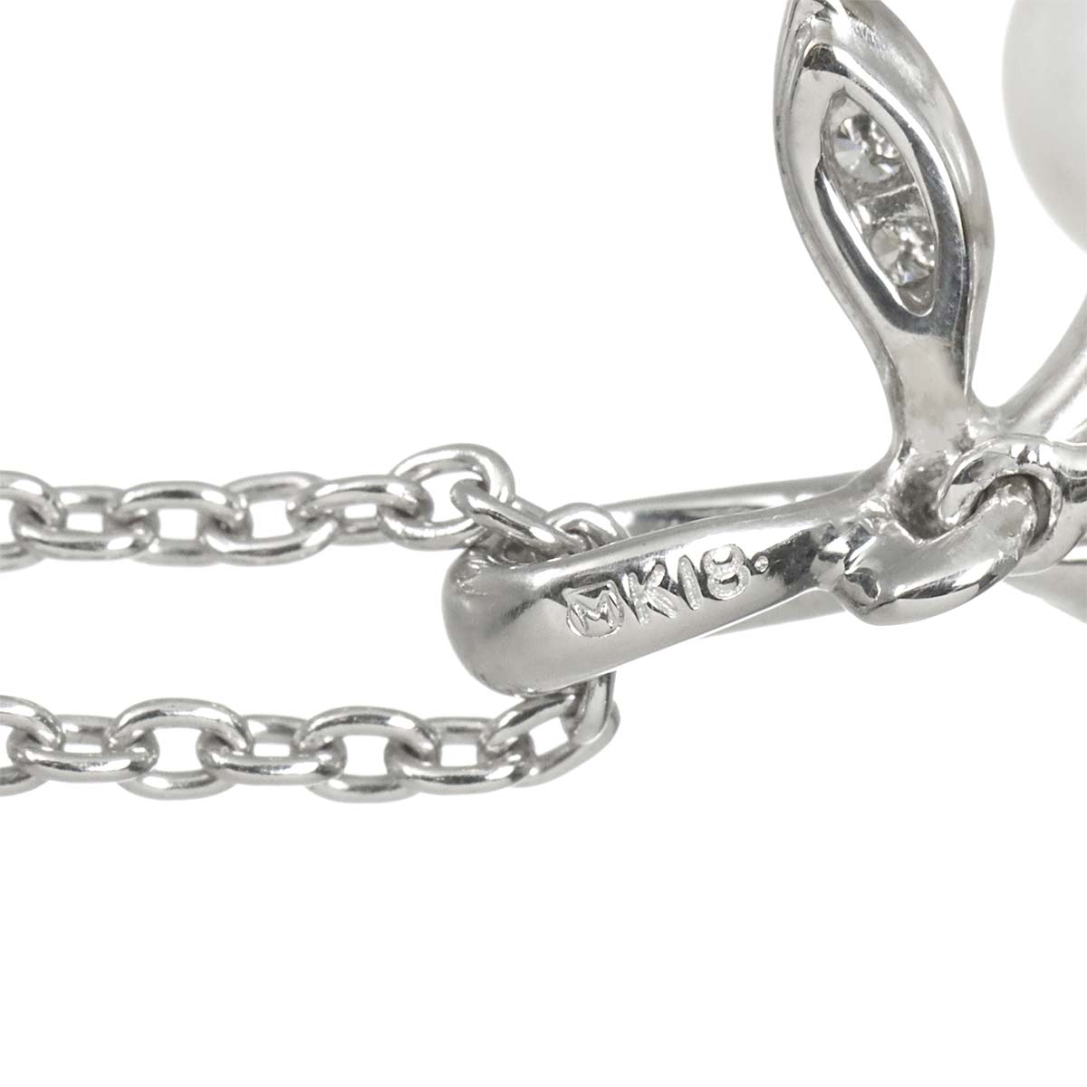 Akoya Pearl 6.7-5.1mm Diamond Necklace 18K WG 750