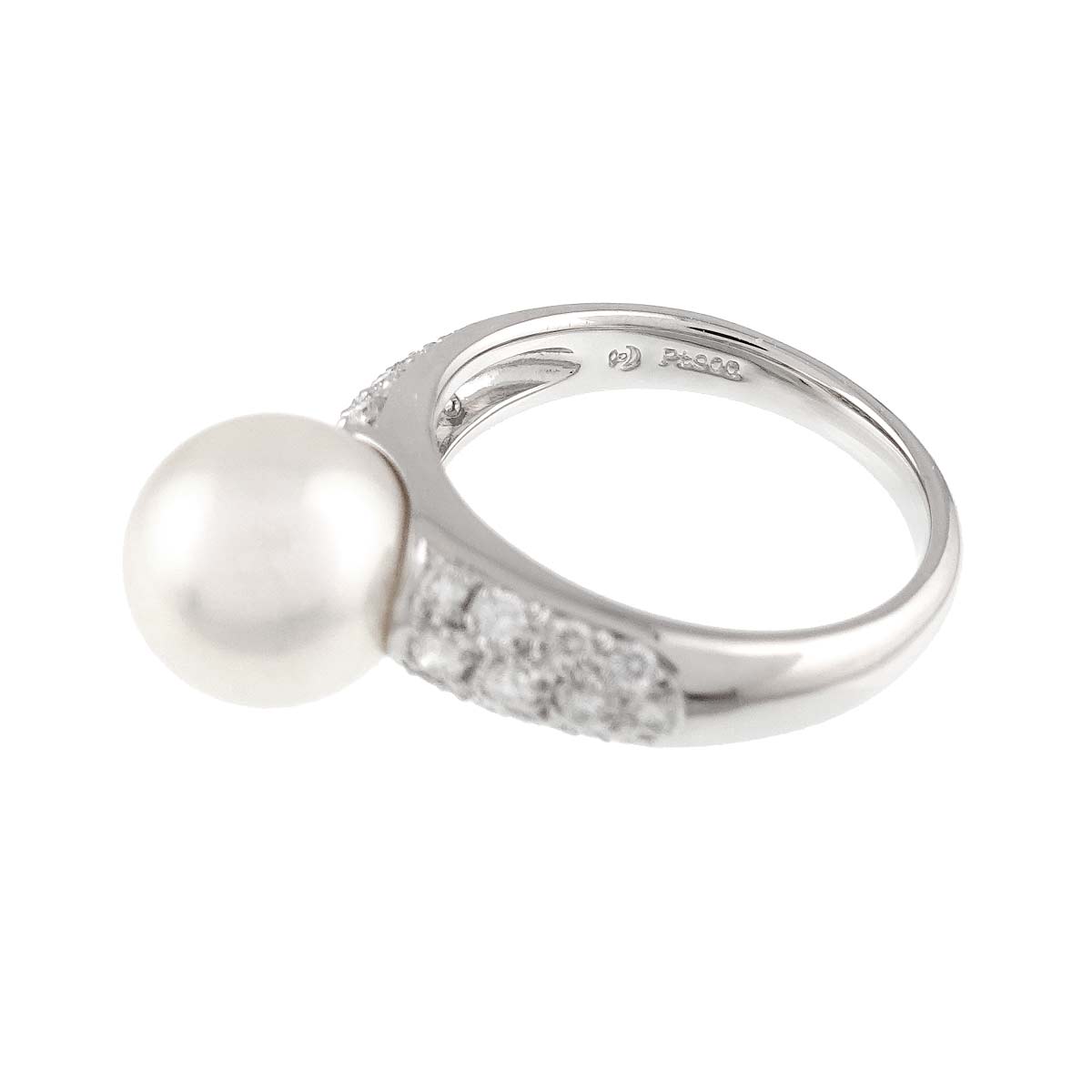 Akoya Pearl 9.3mm Diamond 0.33ct Ring Pt size6(US)