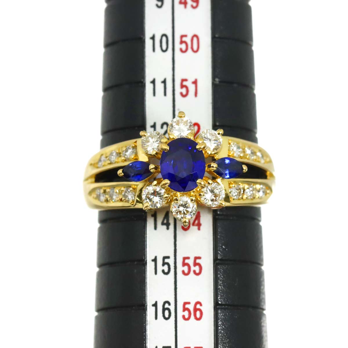 Sapphire 0.50ct Diamond 0.59ct Ring 18K YG 750 6.25-6.5(US)