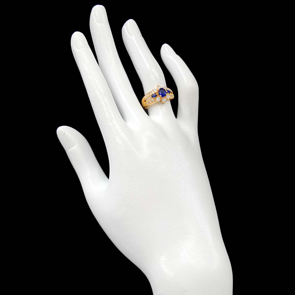 Sapphire 0.50ct Diamond 0.59ct Ring 18K YG 750 6.25-6.5(US)