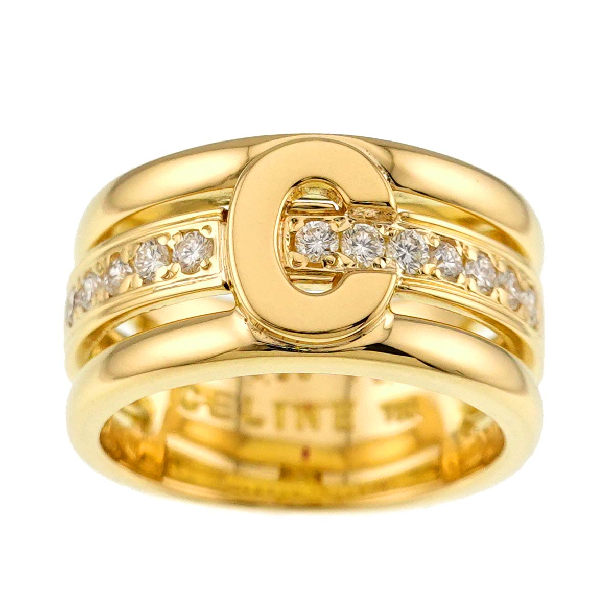 Diamond 0.30ct Ruby 0.01ct Ring 18K YG 750 Size6(US)