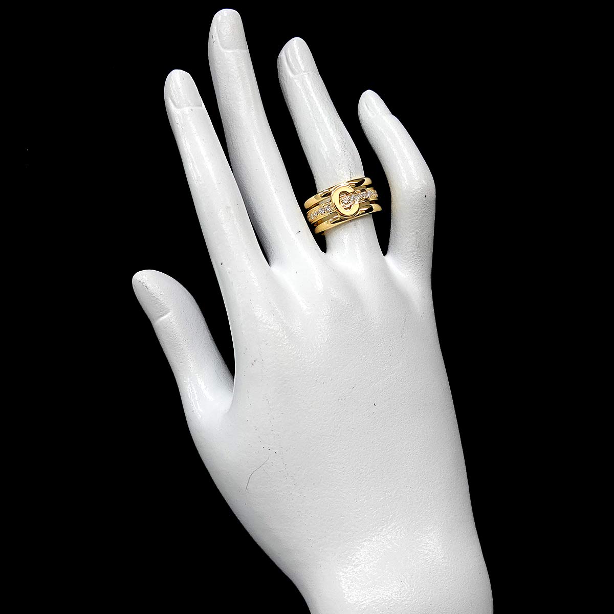 Diamond 0.30ct Ruby 0.01ct Ring 18K YG 750 Size6(US)