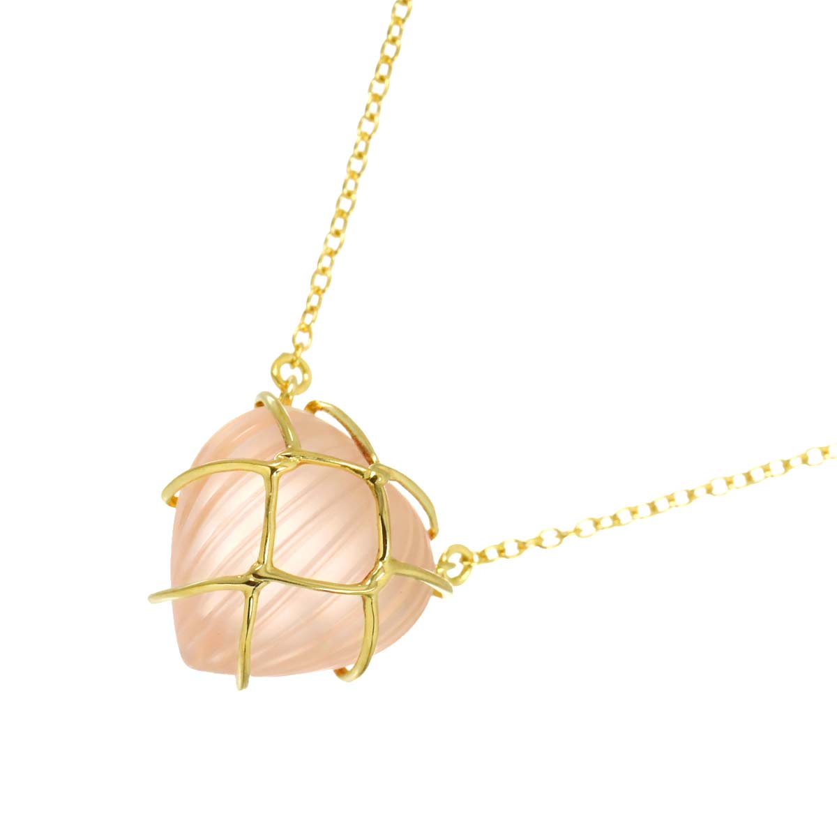 Heart Quartz Necklace 18K Yellow Gold 750