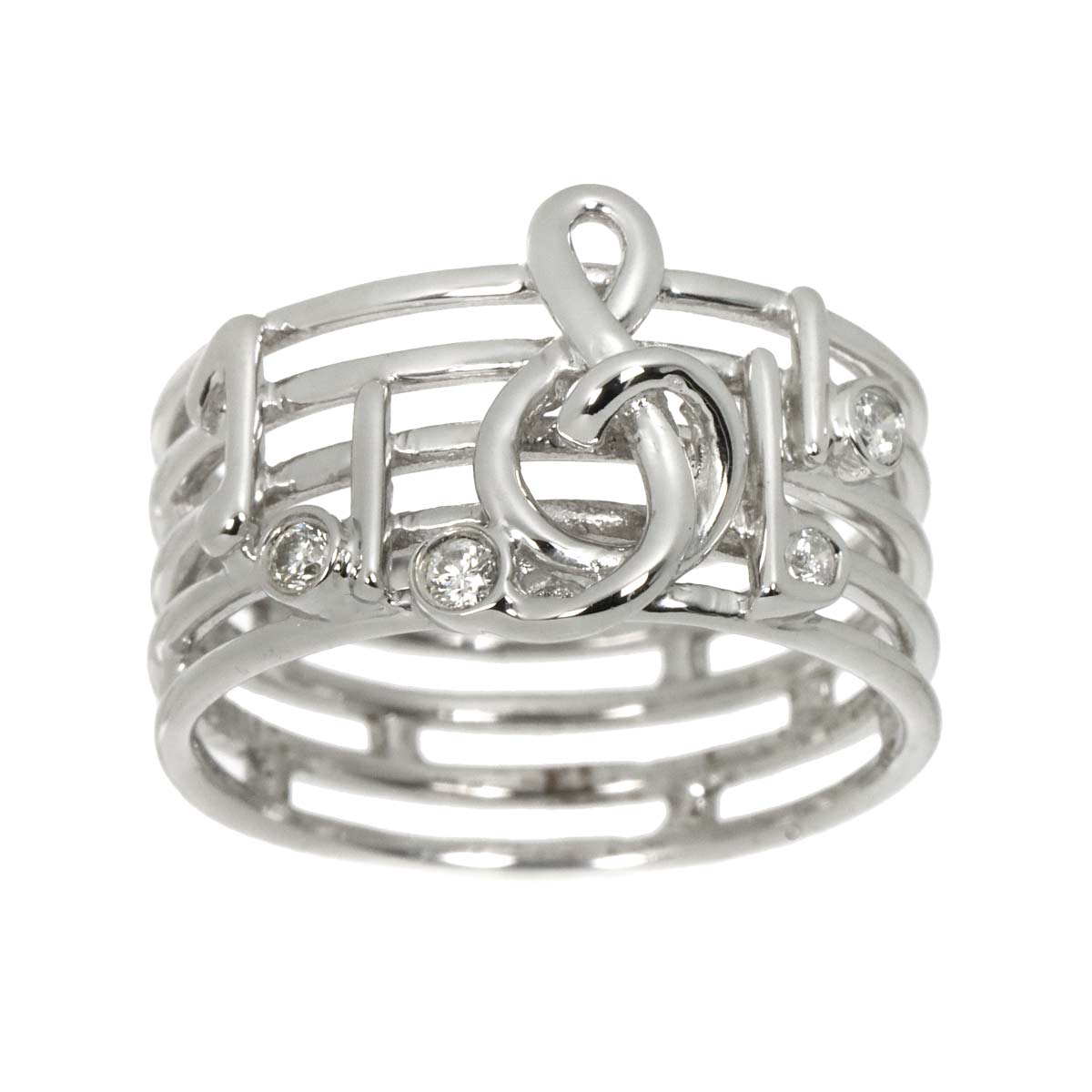 Diamond 0.10ct Ring 18K K18 WG White Gold size5.75-6(US)
