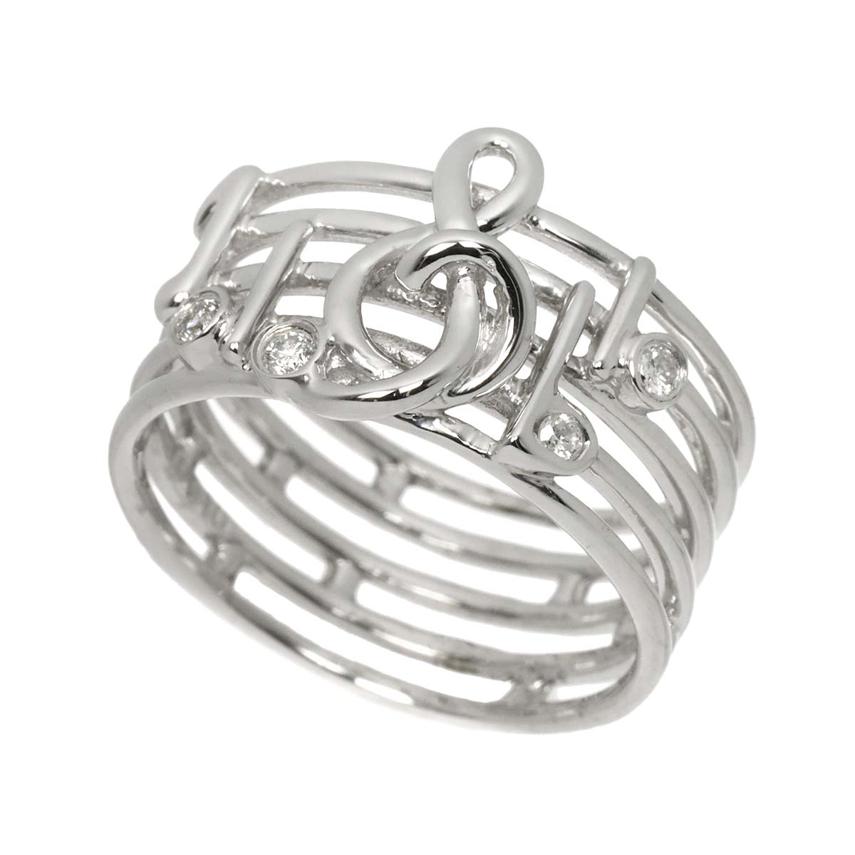 Diamond 0.10ct Ring 18K K18 WG White Gold size5.75-6(US)