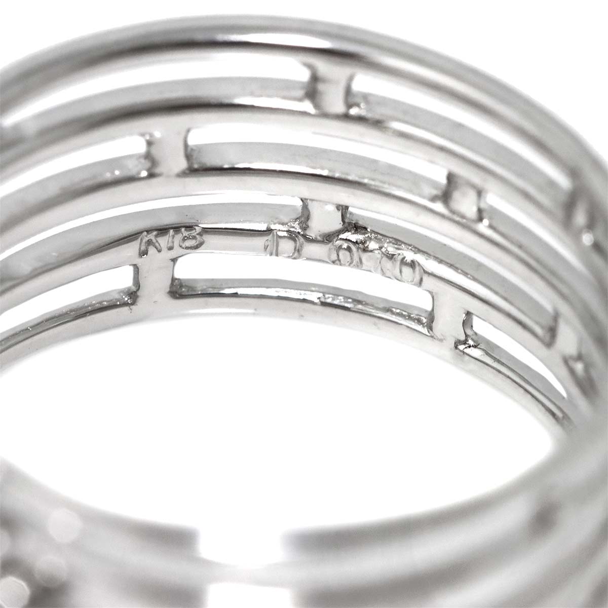 Diamond 0.10ct Ring 18K K18 WG White Gold size5.75-6(US)