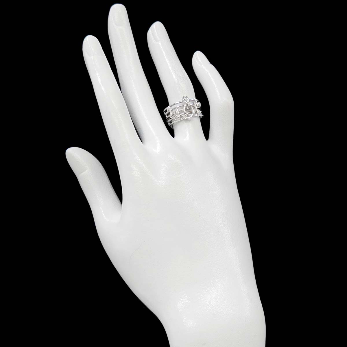 Diamond 0.10ct Ring 18K K18 WG White Gold size5.75-6(US)