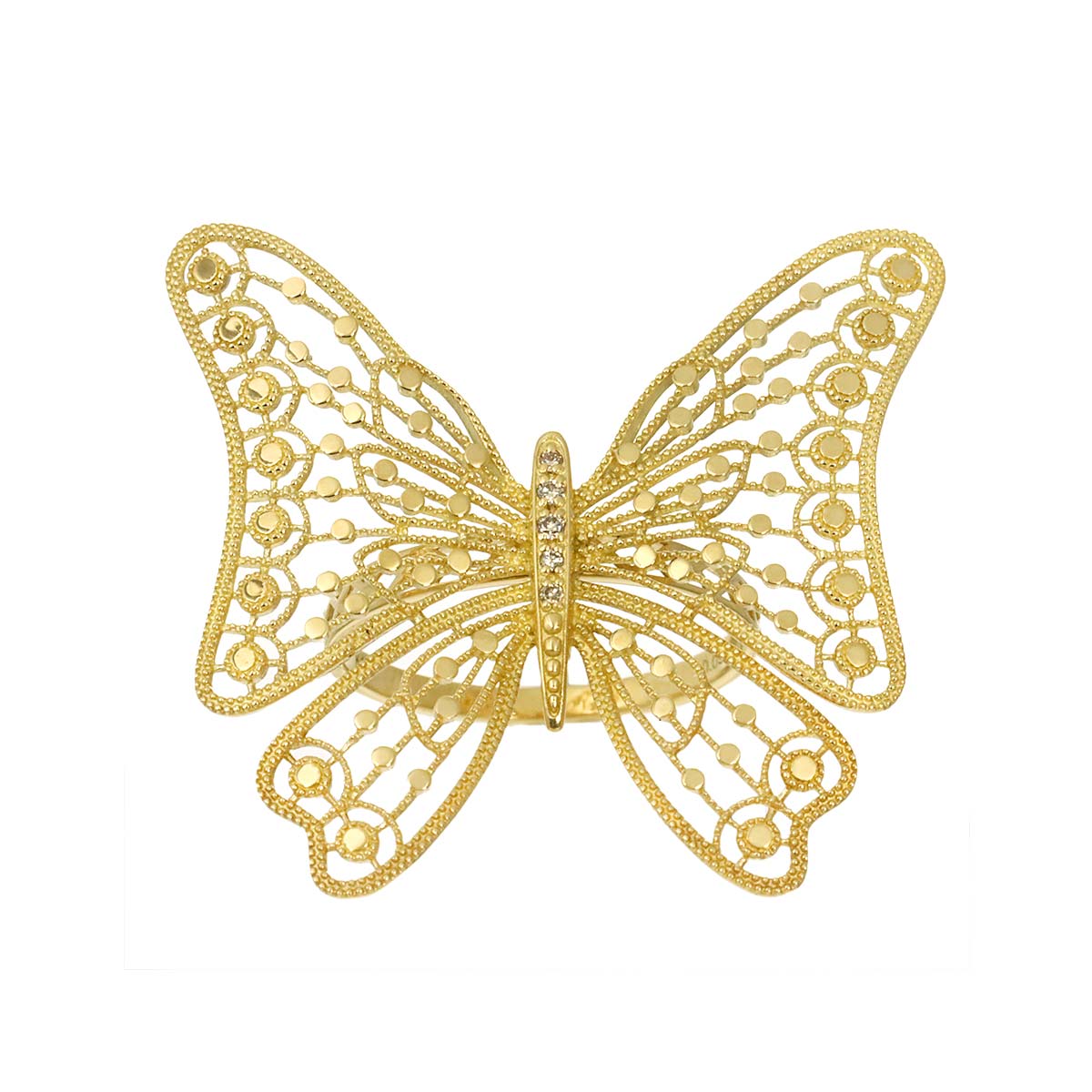Diamond 0.03ct Ring 18K YG Yellow Gold 750 Size7.25(US)