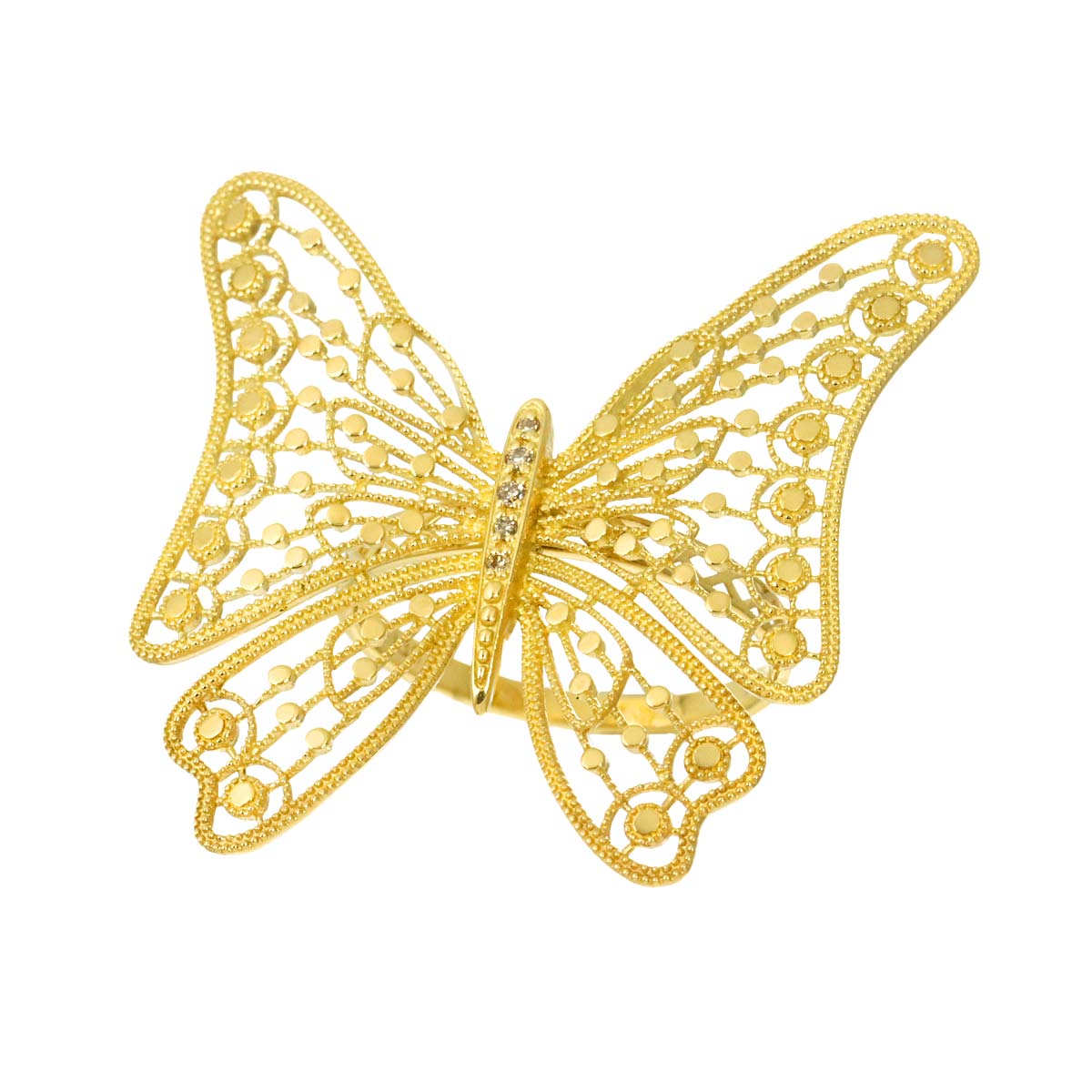 Diamond 0.03ct Ring 18K YG Yellow Gold 750 Size7.25(US)