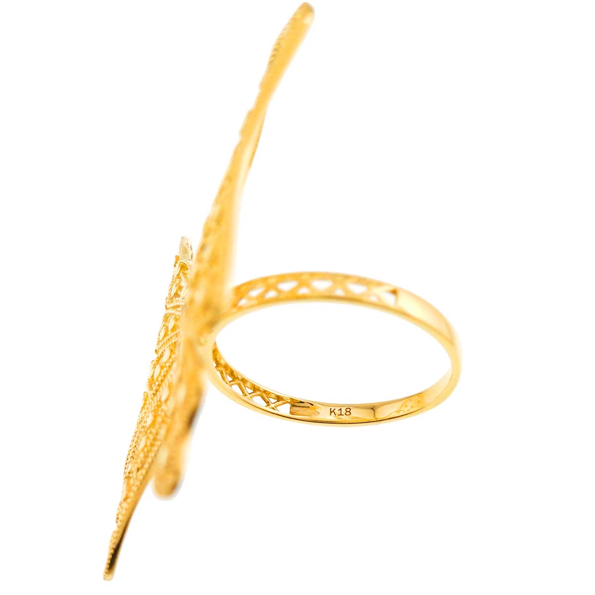Diamond 0.03ct Ring 18K YG Yellow Gold 750 Size7.25(US)