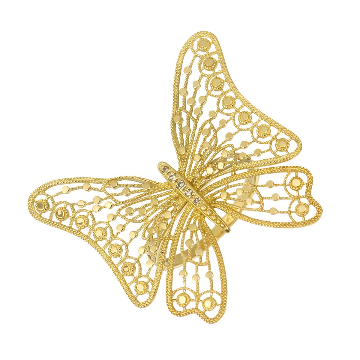 Diamond 0.03ct Ring 18K YG Yellow Gold 750 Size7.25(US)