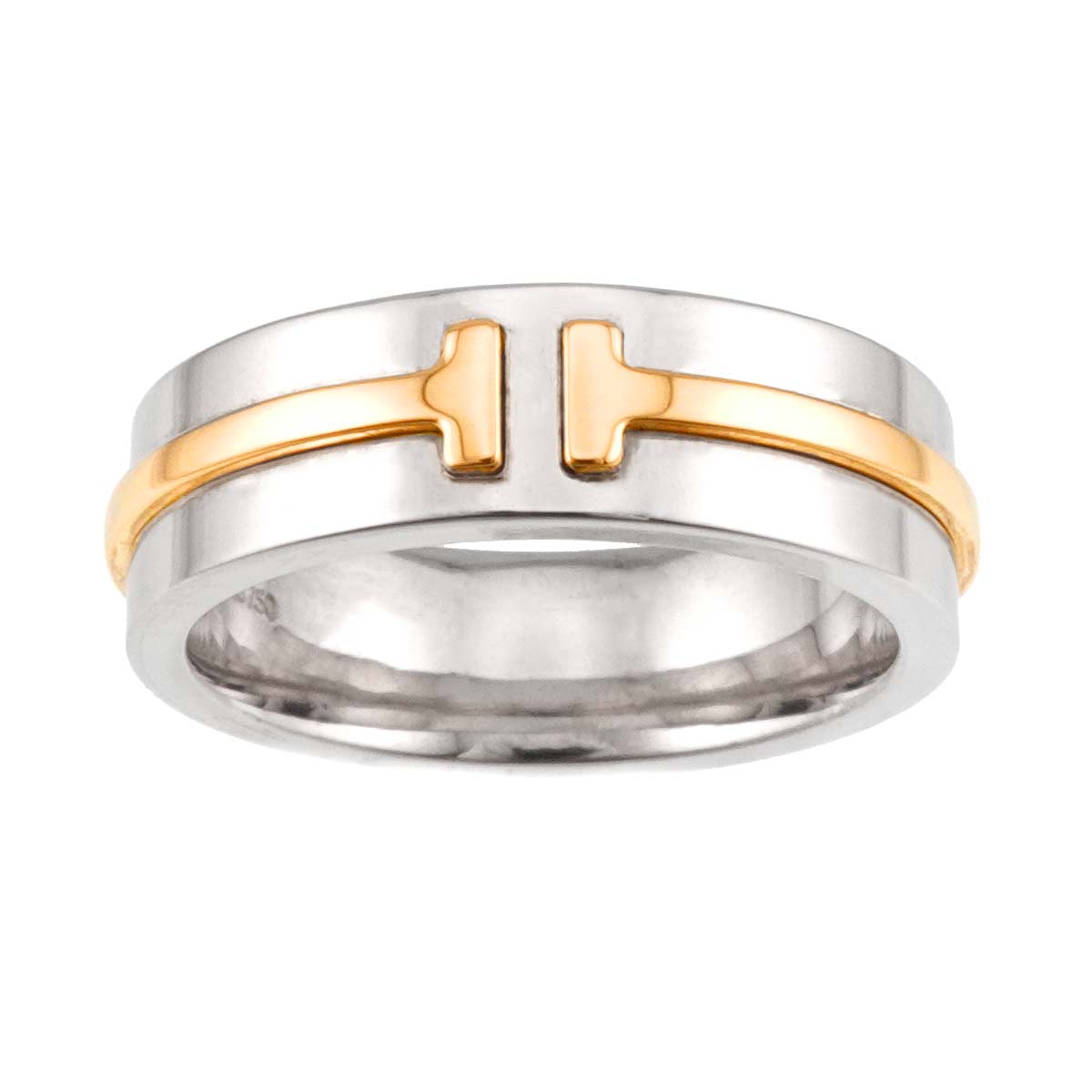 T True Narrow Ring 18K YG 750 SV 925 size5.5-5.75(US)
