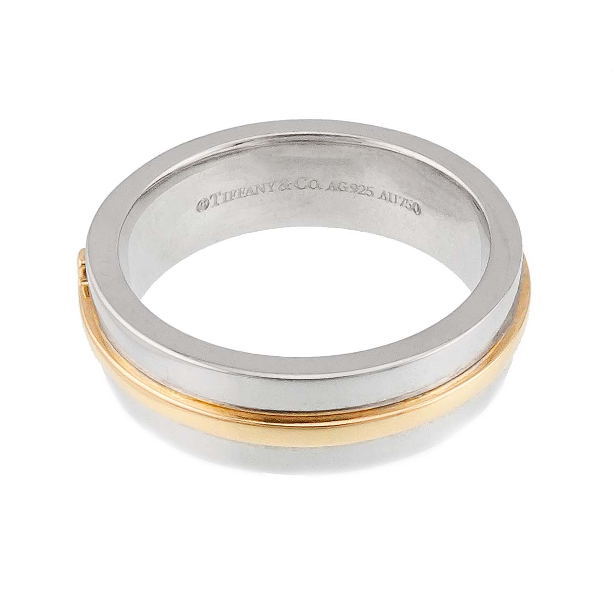T True Narrow Ring 18K YG 750 SV 925 size5.5-5.75(US)