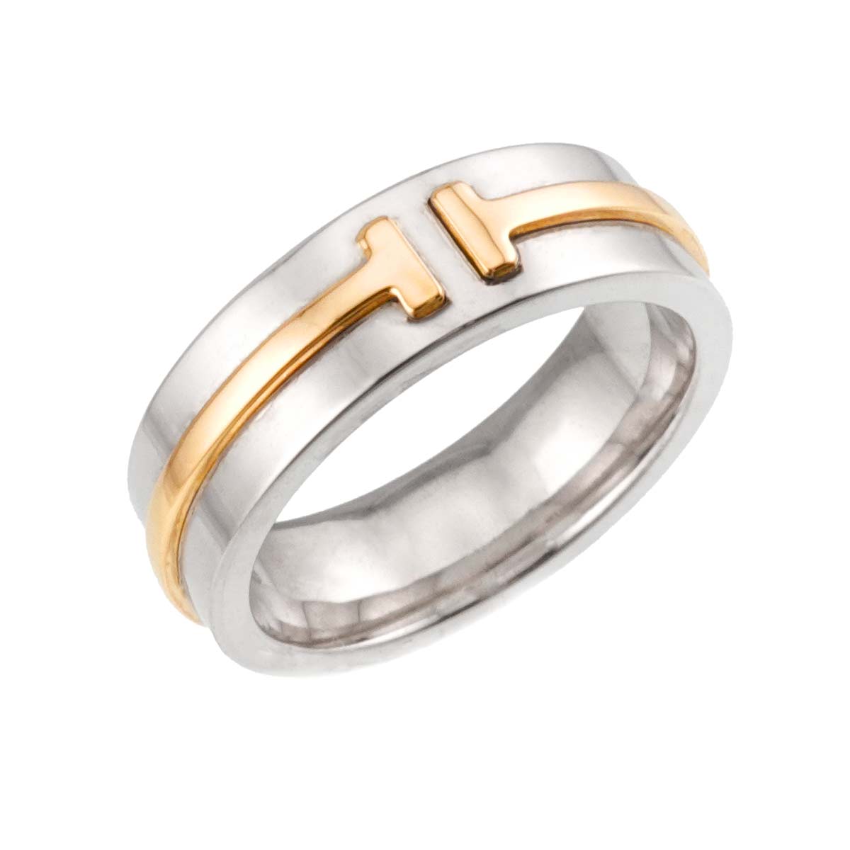 T True Narrow Ring 18K YG 750 SV 925 size5.5-5.75(US)