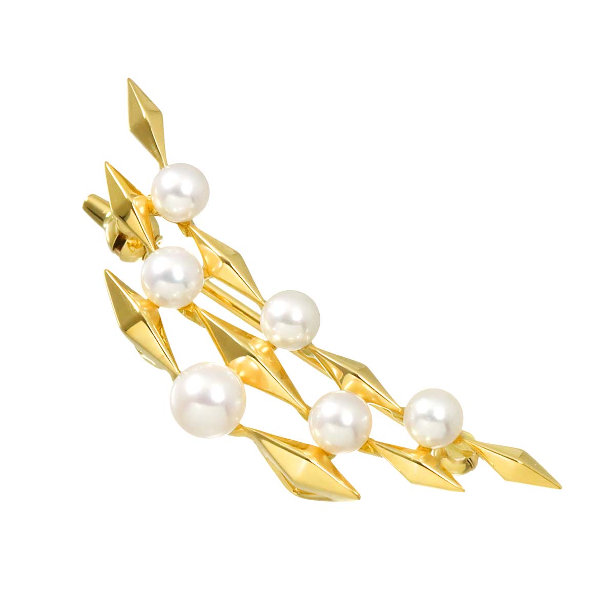 Akoya Pearl 4.8-3.8mm Brooch 18K YG 750