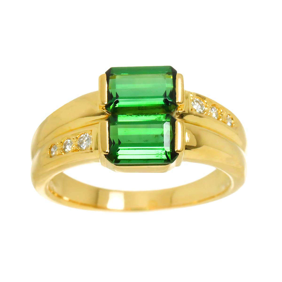 Tourmaline Diamond 0.09ct Ring 18K YG 750 size6.75(US)