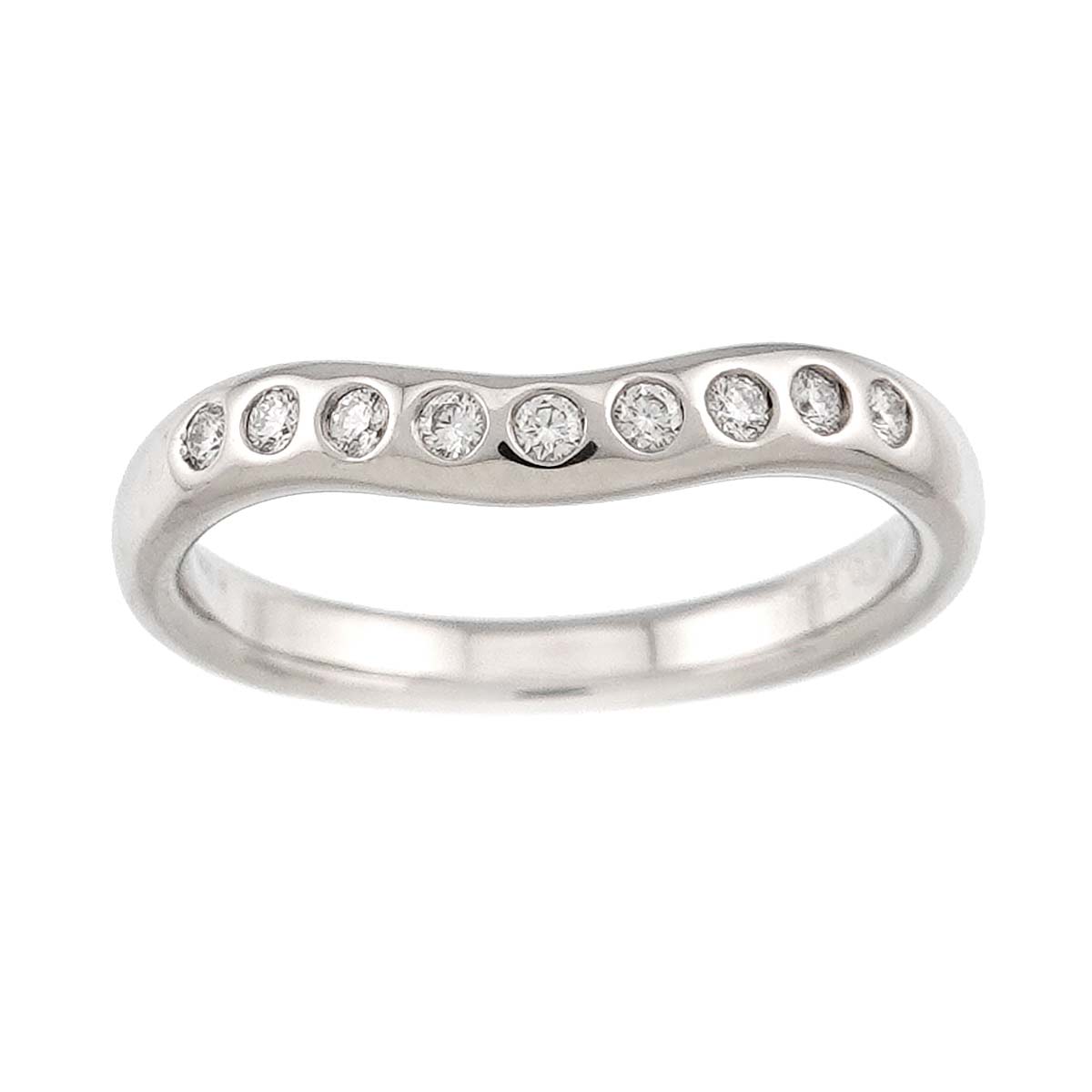 Wide Curved Band Diamond Ring Pt Platinum Size5.25-5.5(US)