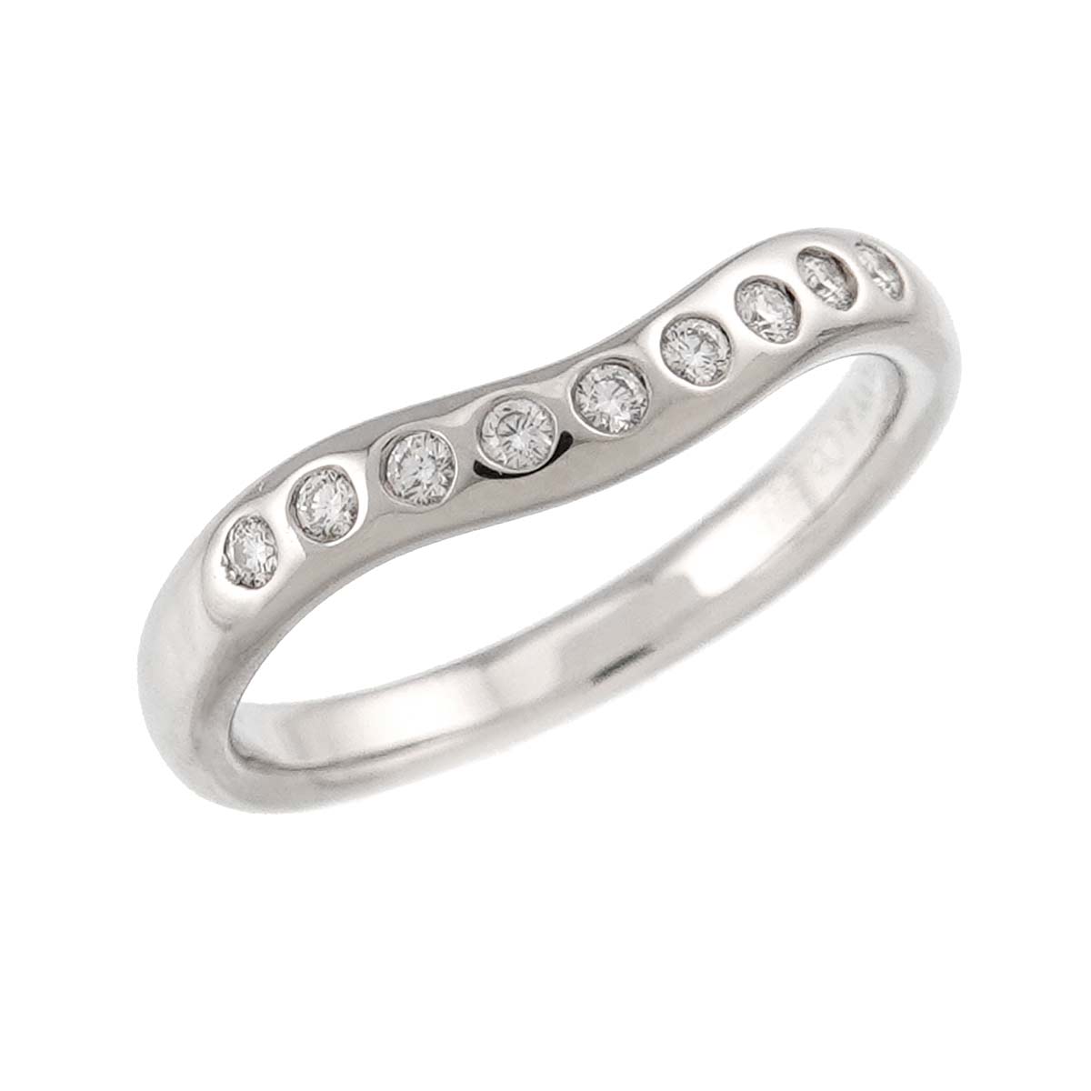 Wide Curved Band Diamond Ring Pt Platinum Size5.25-5.5(US)