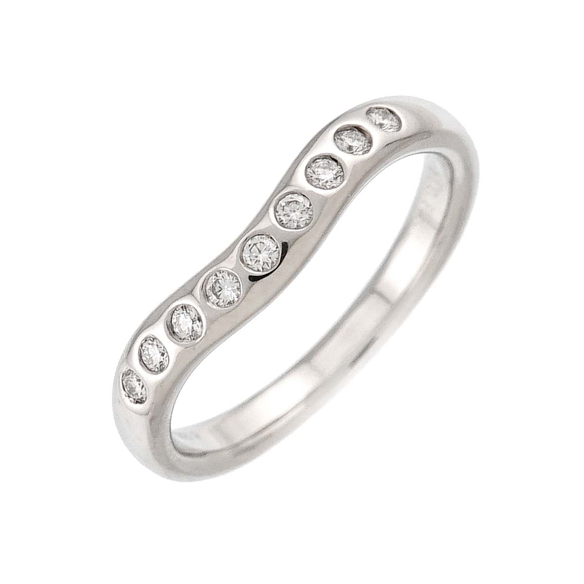 Wide Curved Band Diamond Ring Pt Platinum Size5.25-5.5(US)