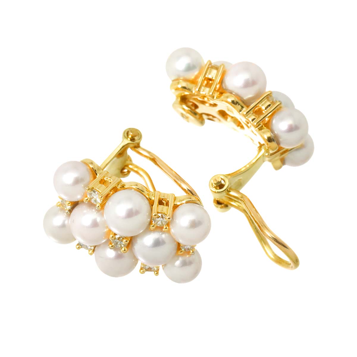 Baby Pearl Diamond 0.12/0.12ct Earrings Clip on 18K YG 750