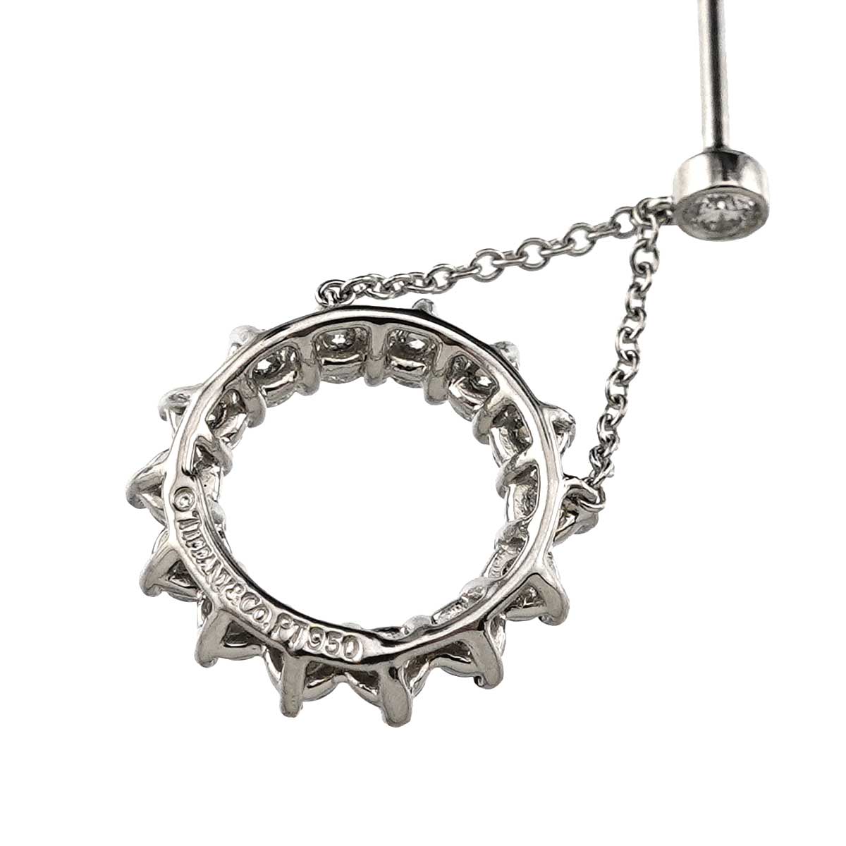 Open Circle Diamond Earrings Pierced Pt