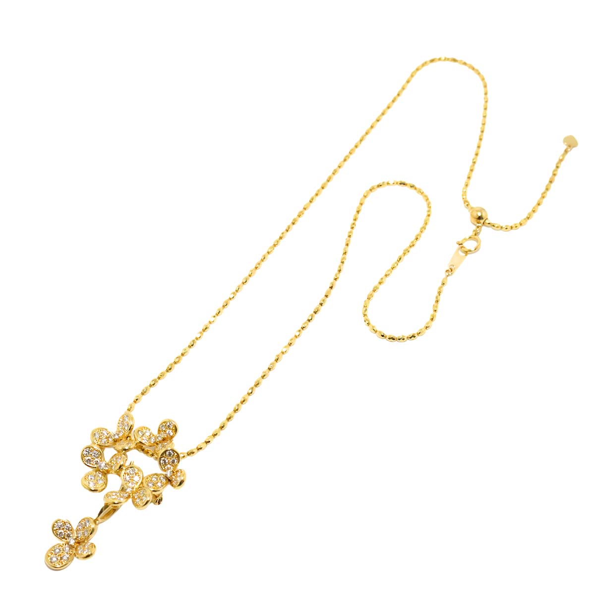 Diamond 1.54ct Flower Necklace Brooch 18K Yellow Gold 750