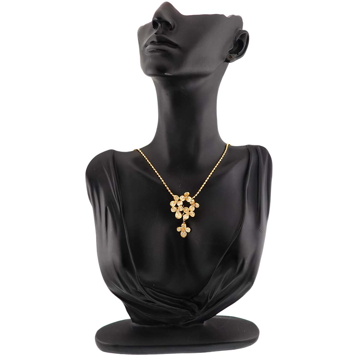 Diamond 1.54ct Flower Necklace Brooch 18K Yellow Gold 750