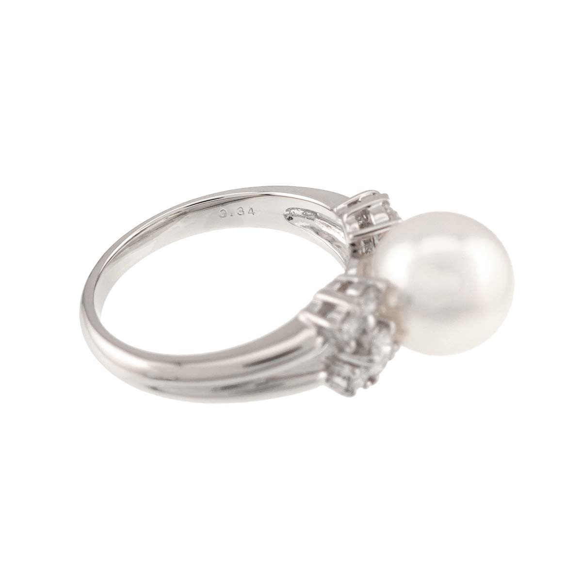 Akoya Pearl 9.2mm Diamond 0.34ct Ring Pt size5.75-6(US)