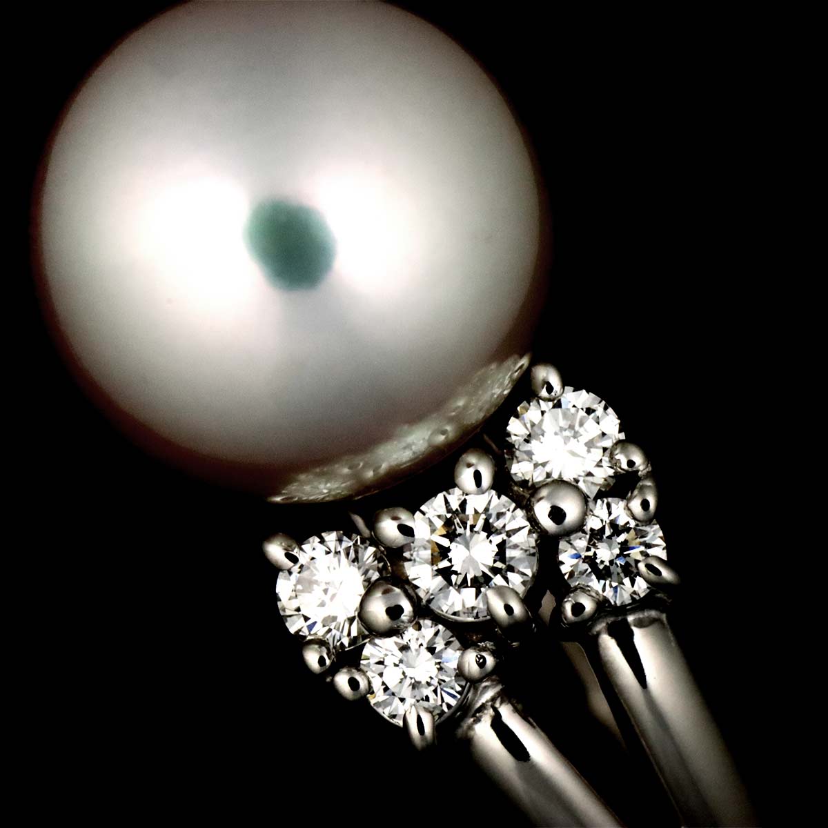 Akoya Pearl 9.2mm Diamond 0.34ct Ring Pt size5.75-6(US)