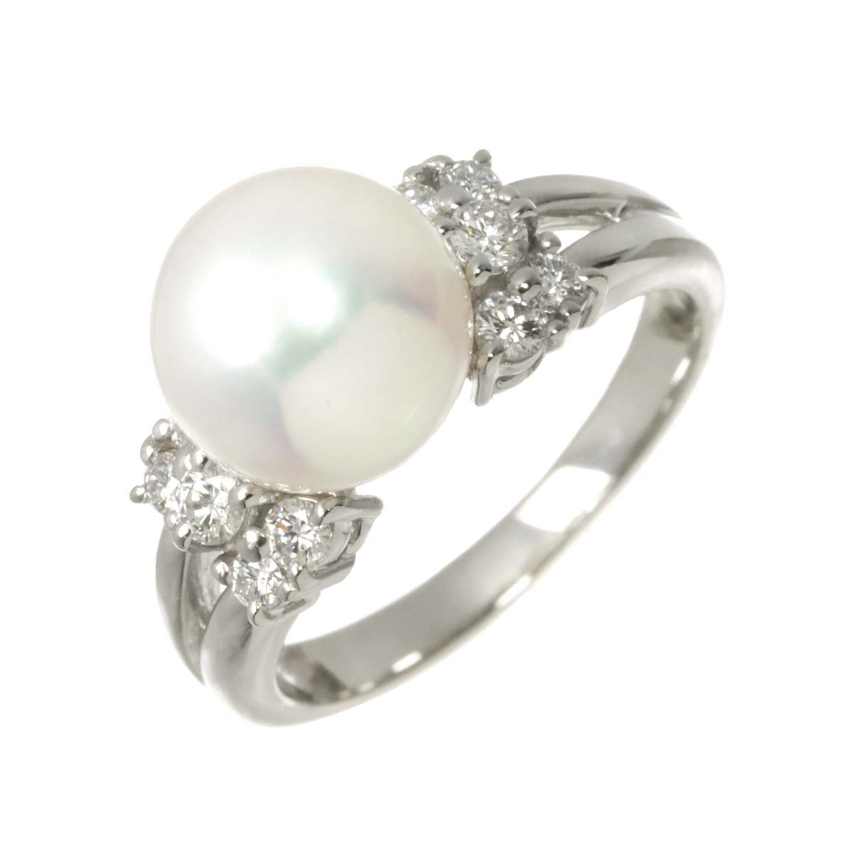 Akoya Pearl 9.2mm Diamond 0.34ct Ring Pt size5.75-6(US)