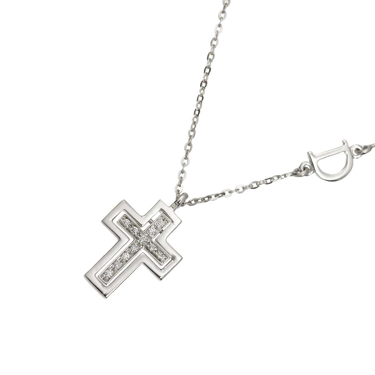 Belle Epoque Mini Diamond Cross Necklace 18K WG 750