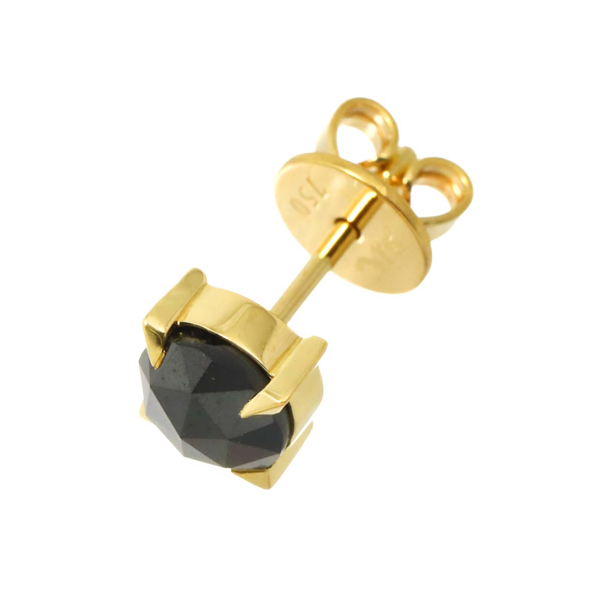 Black Diamond 0.90ct Earring Pierced 18K YG 750 One Piece only