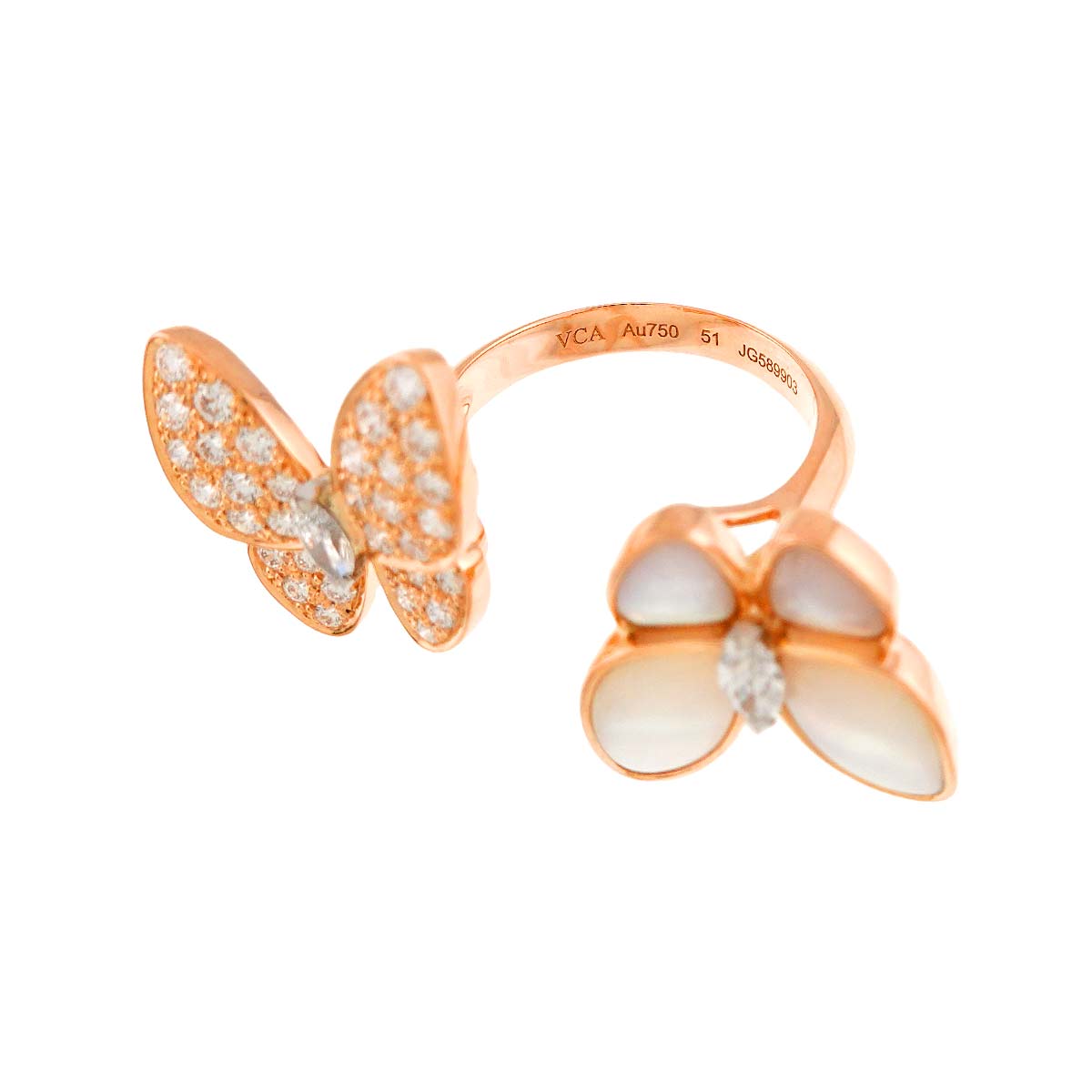 Papillon Diamond MOP Ring 18K PG size51 5.5-5.75(US)