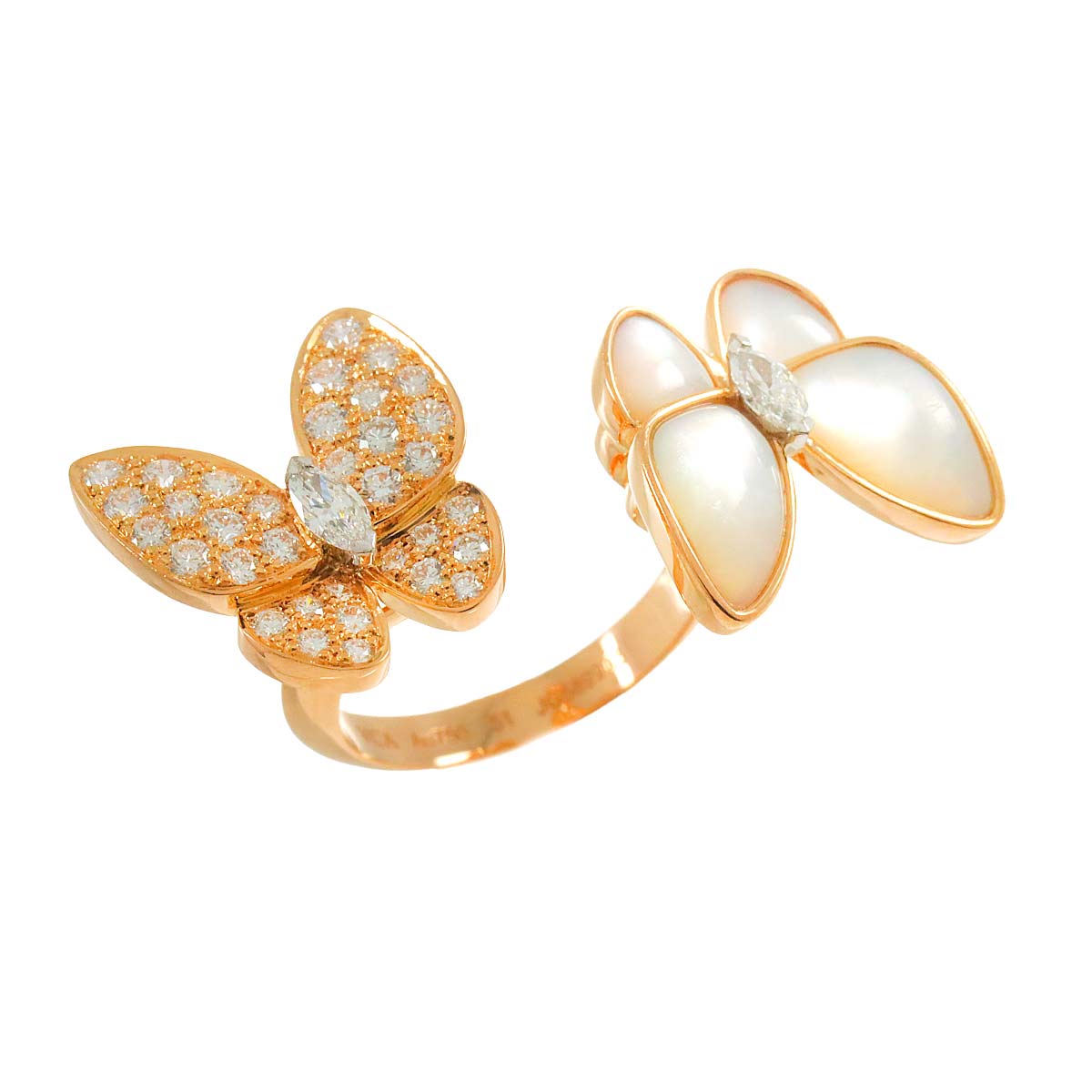 Papillon Diamond MOP Ring 18K PG size51 5.5-5.75(US)